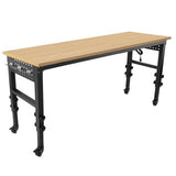 72" × 24'' Height Adjustable Workbench - Rolling Heavy-Duty Worktable with Power Outlet and Wheels, Large Load Capacity Rubber Wood Top Workbench for Garage Office Workshop Home (72" × 24'') Arbacipher