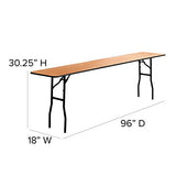 EMMA + OLIVER 8-Foot Rectangular Wood Folding Training/Seminar Table with Clear Coated Top EMMA + OLIVER