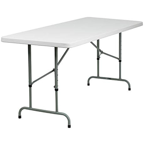 Flash Furniture Kathryn 6-Foot Height Adjustable Granite White Plastic Folding Table Flash Furniture