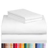 LuxClub 4 PC Full Sheet Set, Deep Pockets Wrinkle Free Cooling Bed Sheets Hotel Bedding for Women, Men, Kids & Teens, Includes 1 Fitted Sheet, 1 Flat Sheet and 2 Pillowcases-Soft White LuxClub