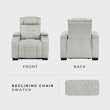 Lexicon Wall Hugger Manual Reclining Chair, Microfiber Manual Recliner with Cup Holders/Hidden Arm Storage/LED Base Lighting, Home Theater Seating for Living Room, Light Gray