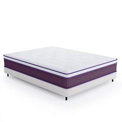 Full Mattress, 12 Inch Hybrid Full Mattress, Full Size Mattress in a Box, Plush Foam Mattress with Individually Pocketed Coils, Motion Isolation for Pressure Relief, Medium Soft