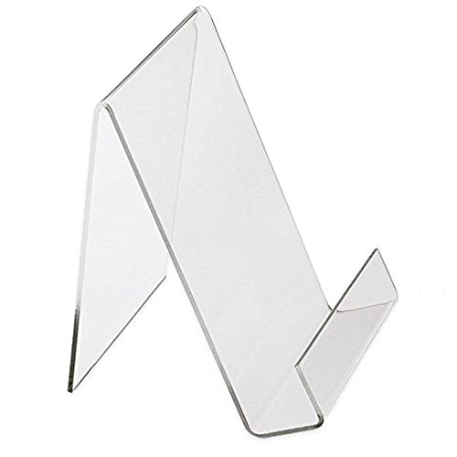 Dazzling Displays Book Easel 8.5 by 11 Slant Back with Lip Paper Stand, Clear Tablet Holder, Thick Acrylic Stand Open Ended Portrait Sized Literature Display for Home, Office, Business, School (1) Dazzling Displays