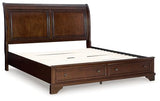 Signature Design by Ashley Trellington Traditional King Sleigh Storage Bed, Foundation or Box Spring Not Needed, Dark Brown Signature Design by Ashley