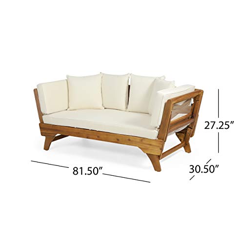 Christopher Knight Home Patrick Outdoor Acacia Wood Expandable Daybed with Water Resistant Cushions, Teak Christopher Knight Home