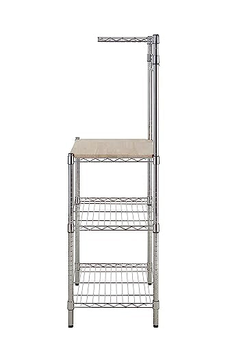 Amazon Basics Kitchen Storage Baker's Rack with Removable Top, Chrome/Beige, 18"D x 24" W x 59"H