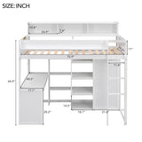 Twin Size Loft Bed with Wardrobe, Desk, and Storage by Harper & Bright Designs in White Finish Harper & Bright Designs