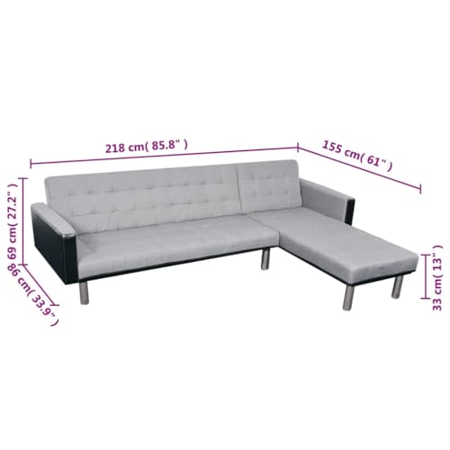 vidaXL Sofa Lounge Suite Day Bed Chaise Reclining Futon Couch L-Shape 2 Colors vidaXL