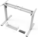 PiomuDek Standing Desk Frame with 330lbs Powerful Dual Motor, Electric Adjustable Height Computer Table Legs, Sit Stand Up Desk Base with Memory Controller, for Home Office, White,ED04NW (Frame Only) PiomuDek
