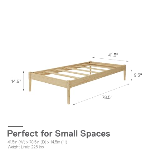 DHP Lorriana Twin Solid Pine Wood Platform Bed Frame - Natural Finish - WoodArtSupply