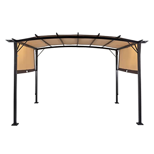 Outvita Patio Pergola, 8x12ft Arched Aluminum Gazebo with Adjustable Waterproof Sun Shade Shelter Awning for Garden Lawn Deck Outvita