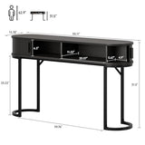 ONBRILL 55 Inch Console Table with 2 Drawers, Entryway Table with Sliding Door, Long Sofa Table Behind Couch w/Metal Leg, Mid-Century Modern Console Table for Entryway, Hallway, Living Room,Black ONBRILL