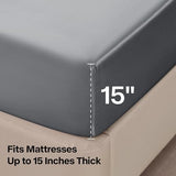 BEDELITE Satin Sheets Full Size Bed Set, Luxury Soft Dark Grey Silky Sheets for Hair and Skin, Similar to Silk Bed Sheets Set 4 Pieces with 1 Deep Pocket Fitted Sheet, 1 Flat Sheet, and 2 Pillowcases BEDELITE