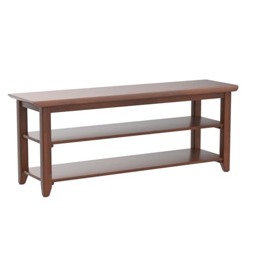 XKZG Storage Bench Wooden Shoe Bench Rustic Solid Wood Entryway Bench (Brown,47.2") XKZG