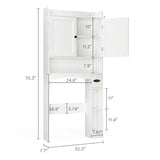 Ahomly Over The Toilet Storage Cabinet, 32.3" W x 70.3" H Over Toilet Bathroom Organizer with Doors, Adjustable Shelves, Toilet Paper Holder, 2 Side Hooks, Space-Saver for Bathroom, Laundry, White Ahomly