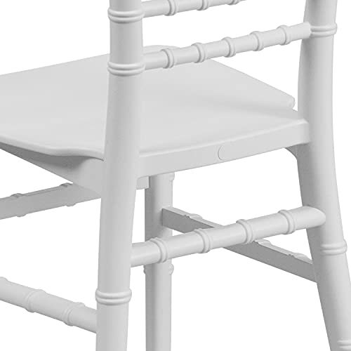 EMMA + OLIVER Child’s All Occasion White Resin Chiavari Chair for Home or Home Based Rental Business