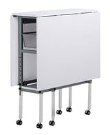 Sew Ready Hobby and Cutting Table - 58.75" W x 36.5" D White Arts and Crafts Table with 2 Mesh Storage Drawers, Silver/White Sew Ready