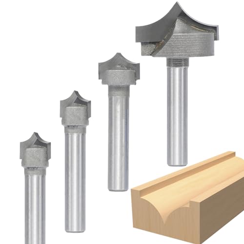 Akylin 4pcs Point Cutting Roundover Router Bit Set,1/4