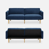 mopio 76.4" Futon Sofa Bed, Couch, Loveseat, Sleeper Sofa, Mid Century Modern Futon Couch, Sofa Cama, Couches for Living Room (Classic Blue Velvet) mopio
