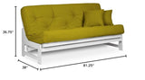 Nirvana Futons Arden Armless White Wood Futon Frame Only, Queen Size - Solid Hardwood Sofa Bed Frame Construction, Space Saving Design Ideal for Small Rooms and Dorms Nirvana Futons