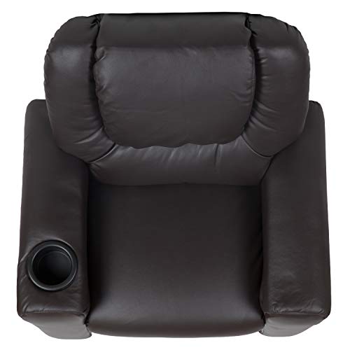 Flash Furniture Vana LeatherSoft Kids Recliner with Cup Holder, Headrest, and Safety Recline, Contemporary Reclining Chair for Kids, Supports up to 90 lbs., Brown