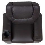 Flash Furniture Vana LeatherSoft Kids Recliner with Cup Holder, Headrest, and Safety Recline, Contemporary Reclining Chair for Kids, Supports up to 90 lbs., Brown