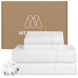 MEISHANG Extra Deep Pocket King Sheets - 600 Thread Count Sheets - Fits 18"-24" in Deep Mattress,100% Egyptian Cotton,Sateen Weave, Soft & Breathable - 4 Piece (King, White) MEISHANG