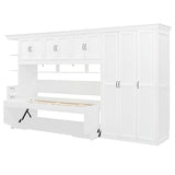 Merax Murphy Bed Wall Bed with Wardrobe, Cabinet and Desk, Twin Size, White Merax
