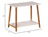 2 Tier Solid Bamboo Frame Console Table White Modern Contemporary Rectangle Matte Shelf Unknown