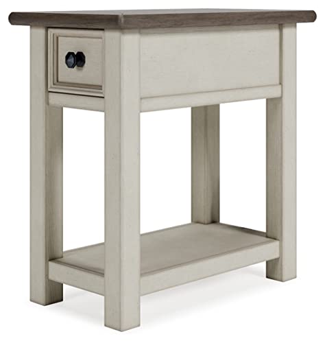 Signature Design by Ashley Bolanburg Farmhouse Chair Side End Table, Light Brown & Whitewash - WoodArtSupply