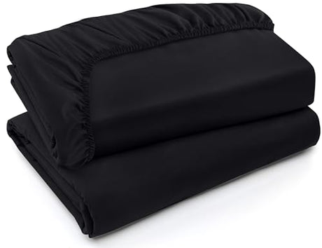 Utopia Bedding Twin Fitted Sheets - Bulk Pack of 2 Bottom Sheets - Soft Brushed Microfiber - Deep Pockets - Shrinkage & Fade Resistant - Easy Care (Twin, Black) Utopia Bedding