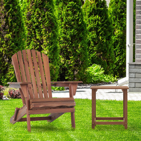 SoliWood Wooden Outdoor Folding Adirondack Chair Set of 2 HouseOfZazla