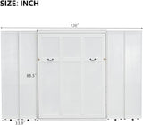MERITLINE Queen Murphy Bed Cabinet with Storage Bookshelf Bookcase, Wood Hidden Foldable White Murphy Wall Bed with Storage Shelves for Adults MERITLINE