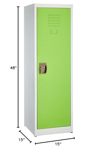 AdirOffice Kids Steel Metal Storage Locker - for Home & School - with Key & Hanging Rods (48 in, Green) - WoodArtSupply