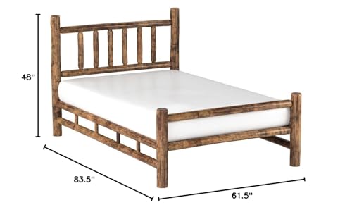 Log Bed Frame with Headboard, Full Size - Rustic Torched Finish, Solid Cedar Wood, Heavy Duty, Amish Handcrafted in USA Midwest Log Furniture