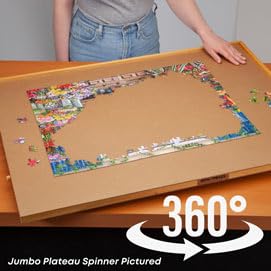 Bits and Pieces - Spinning 1500 Piece Puzzle Board with Drawers - The Original Jumbo Wooden Puzzle Plateau with Base Spinner - Tabletop Deluxe Jigsaw Puzzle Organizer (Jumbo Plateau with Spin - WoodArtSupply