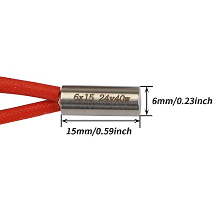 FYSETC 2Pcs Prusa i3 MK3s+ Heater Cartridge 24V 40W 6x15 Heating Tube Pipe 1Meter(39.3in) for Prusa i3 MK3S/ MK3S+3D Printer Hotend Parts FYSETC