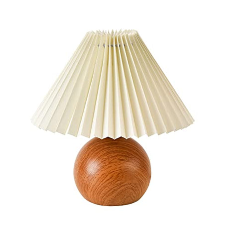 KUNJOULAM Cute Small Pleated Lamp, Modern Bedside Nightstand/Table Lamp with Beige Lampshade, Metal Base for Bedroom, Home Office, Living Room, Kids Dorm with E12 Bulb KUNJOULAM
