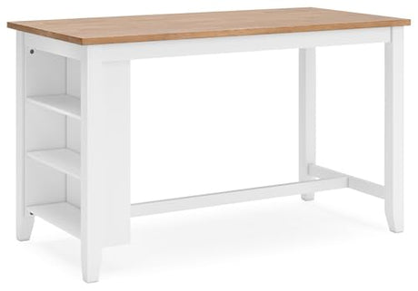 Signature Design by Ashley Gesthaven Farmhouse Counter Height Dining Table with 3 Shelves and Trestle Base, Light Brown & White Signature Design by Ashley