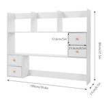 Desk Hutch, Desktop Hutch with 8 Shelves & 4 Drawers, Vanity Desk with Hutch Top Only, Extendable Small Desk Shelf for Top of Desk, Desktop Bookcase Bookshelf for Home Office Generic