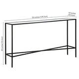 Pemberly Row 55" Blackened Bronze Metal/Glass Console Table, Tempered Glass Top, Geometric Crossbar Design, Modern Industrial Style Accent Table for Living Room or Entryway Use Pemberly Row