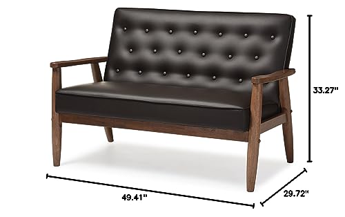 Baxton Studio Sorrento Love Seats, 2 Seater, Brown Baxton Studio