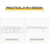 Outsunny 13 x 26 ft Heavy Duty Party Tent Outdoor Gazebo Wedding Tent Event Shelter Carport BBQ with Removable Sidewalls & Windows, Outside Waterproof Canopy for Parties, White Outsunny