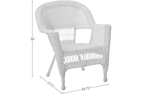 Jeco Wicker Chair with Blue Cushion, Set of 2, White/W00206- Jeco