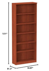 Alera ALE Valencia Series Bookcase, Six-Shelf, 31 3/4w x 14d x 80 3/8h, Med Cherry Alera