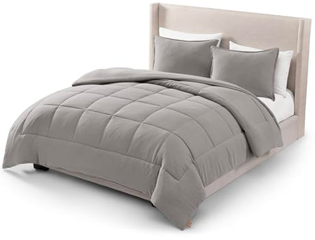 UGG Leonora Comforter Set with 2 Pillow Shams Lightweight Down Alternative Blanket Reversible Cozy Warm All Season Washable and Hypoallergenic Bedding Set, Full/Queen, Light Grey UGG