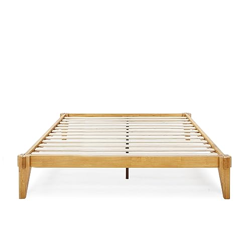 Bme Chalipa 14” Queen Solid Wood Platform Bed Frame – Modern Minimalist Design with Natural Finish and Easy Assembly - WoodArtSupply