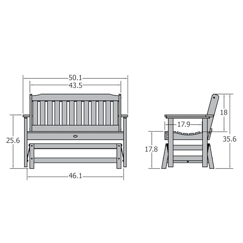 Highwood Lehigh Outdoor Glider Loveseat, 4 ft, Nantucket Blue highwood
