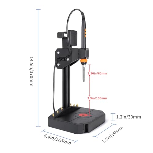 Vertical Heat Set Insert Tool Pressing Machine with 90W Soldering Iron, Heat Set Tips M2-M8, 30PCS Brass Nuts Threaded Inserts for 3D Printed Part Mintion