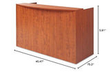 Alera ALE Valencia Series Reception Desk w/Counter, 71w x 35 1/2d x 42 1/2h, Cherry Alera